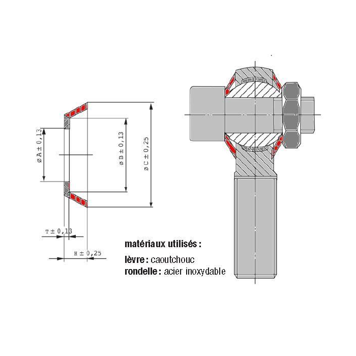 joint d'étanchéité pour rotule Ø16