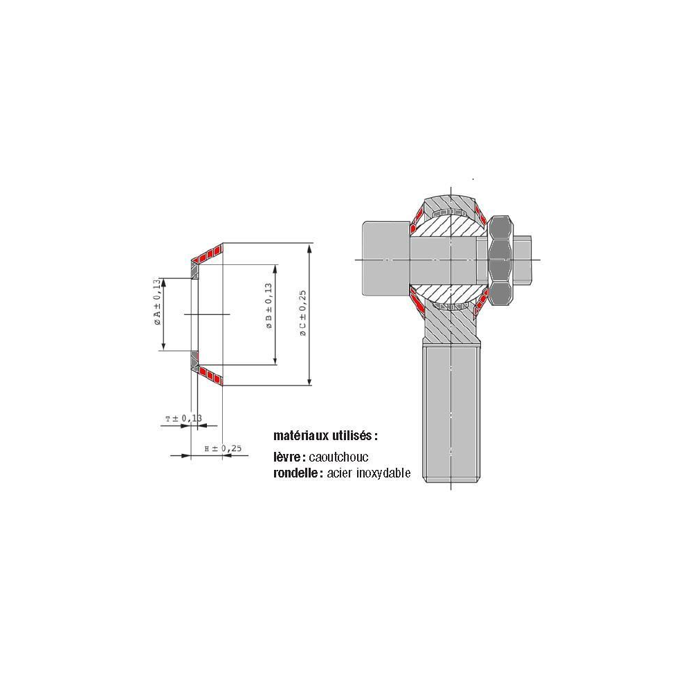 joint d'étanchéité pour rotule Ø12