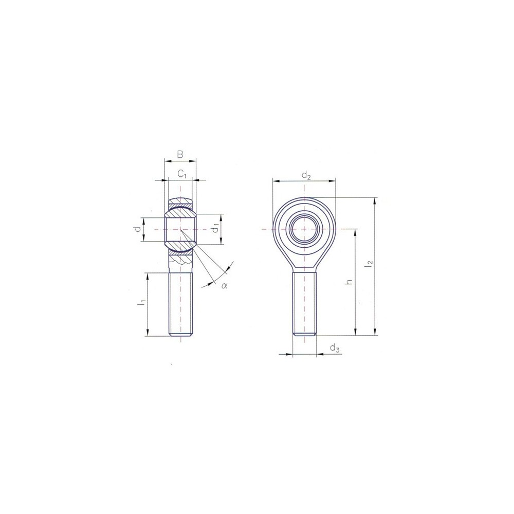 rotule compétition M12x100 à gauche Ø14mm
